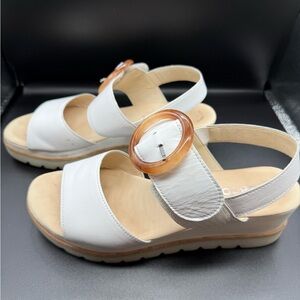 Gabor Leather Sandals with Tortoise Buckle